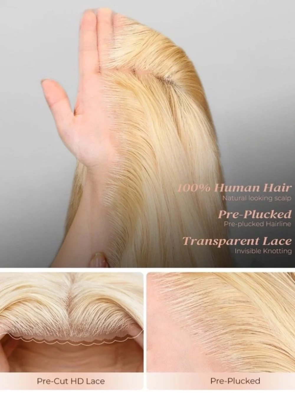 Blonde Straight Short Lace Front Wig Human Hair 12” 6x5 HD 200% Density Dome Cap